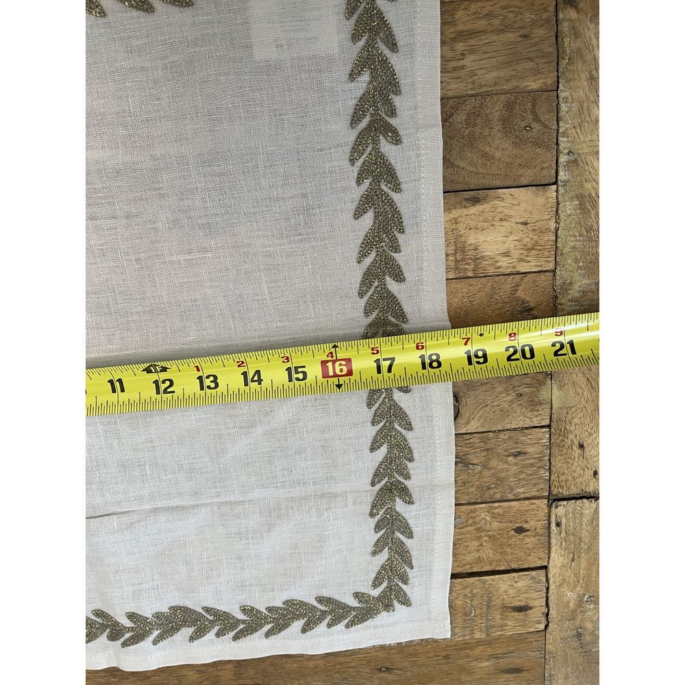 Allen + Roth Embroidered Linen Napkins Set of 6 Beige with Gold Leaves - Picture 11 of 13